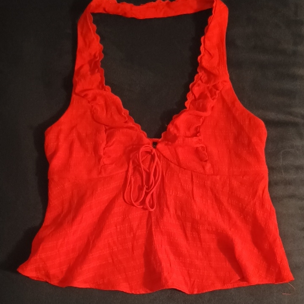Elegant Scarlet Halter Crop Top